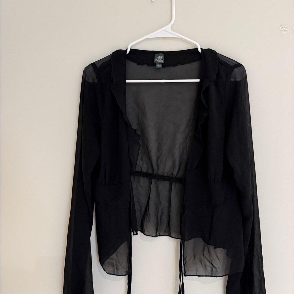 Black Sheer Long Sleeve Blouse